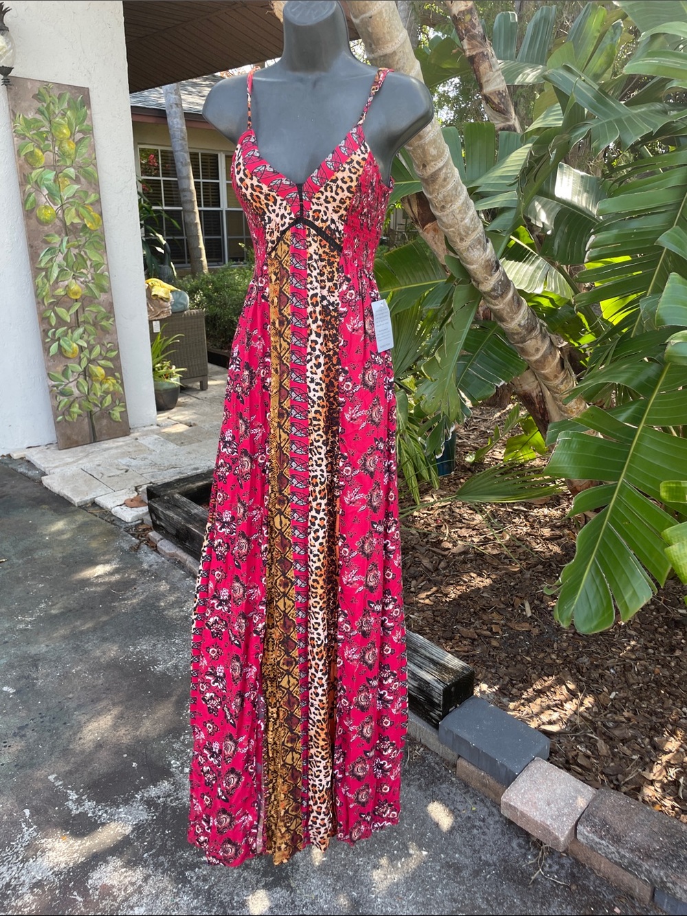 leopard print snake print bandanna print  print slip maxi dress